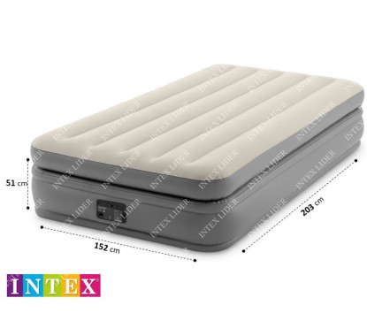 Intex 64164 Двухспальная надувная кровать, 152х203х51см+встроенный насос