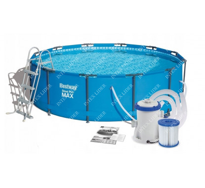 Круглый каркасный бассейн Bestway, 366х122см+Фильтр-насос, лестница (5614S)